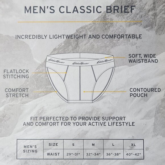 Eddie Bauer Men's M White 100% Cotton Classic Low Rise Briefs Underwear 5 Pack - Picture 3 of 4